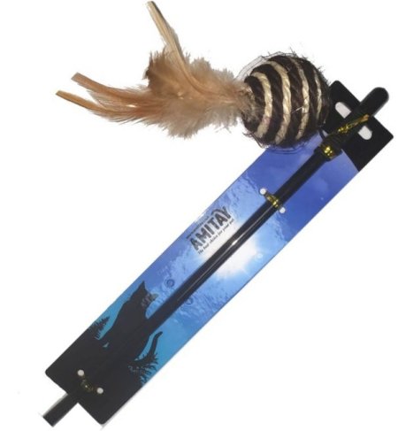 צעצוע לחתול חכה לחתול כדור נוצה
