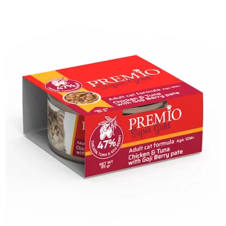 שימורי פרמיו סופר גולד פטה עוף טונה וגוגי ברי 85 גרם